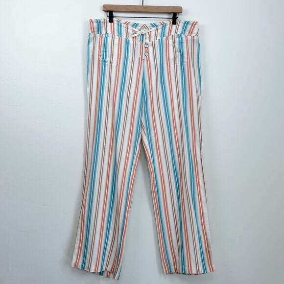 Sundance Cotton Stripe Gauze Button-Fly Wide Leg Gigi Pants - Picture 1 of 7